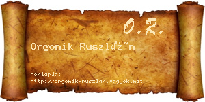 Orgonik Ruszlán névjegykártya